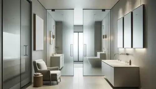 Doble puerta corrediza de vidrio para baño